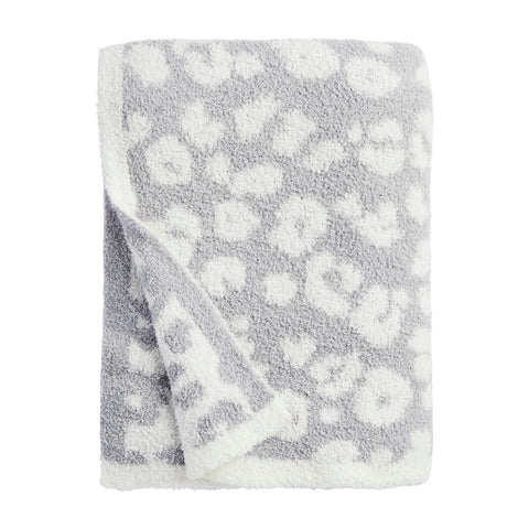 Chenille Leopard Blanket | Gray