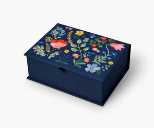 Embroidered Keepsake Box Large -Strawberry Fields