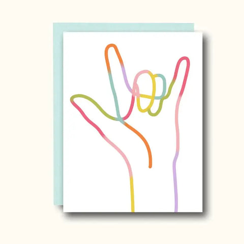 Single Line ILY Sign Greeting Card