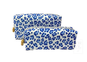 CHEETAH BLUE DUO COSMETIC BAG