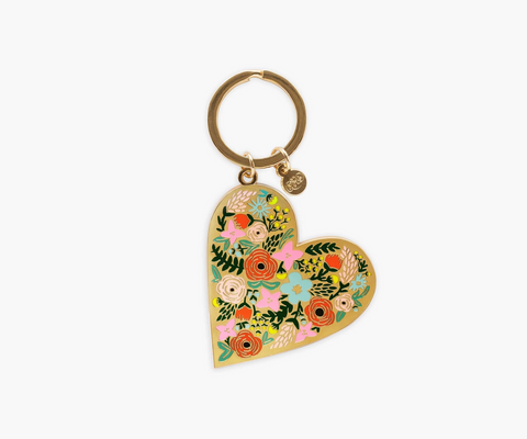 Enamel Keychain - Floral Heart