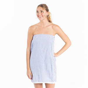 Seersucker Spa Wrap | Blue