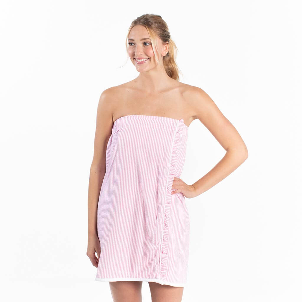 Seersucker Spa Wrap | Pink