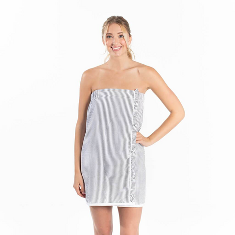 Seersucker Spa Wrap | Black