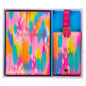 Ettavee Brush Strokes Passport & Luggage Tag Set