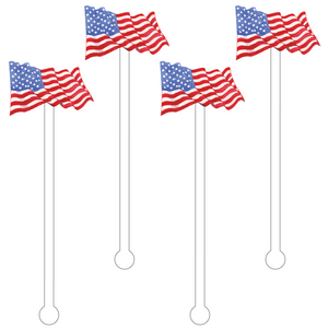 Acrylic Stir Sticks - American Flag - 4 pack