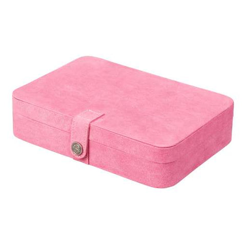 Maria Plush Fabric Jewelry Box with Twenty-Four Sections in Pink