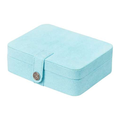 Giana Plush Fabric Jewelry Box with Lift Out Tray in Aqua