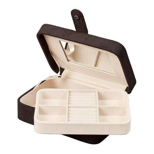 Giana Plush Fabric Jewelry Box with Lift Out Tray in Black