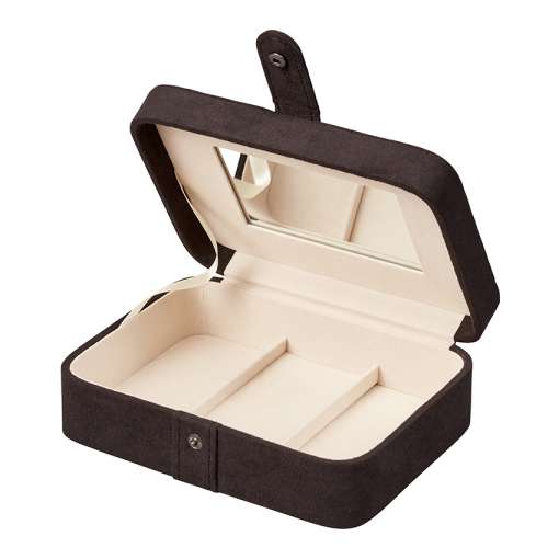 Giana Plush Fabric Jewelry Box with Lift Out Tray in Black