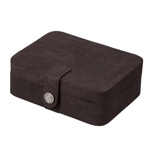 Giana Plush Fabric Jewelry Box with Lift Out Tray in Black