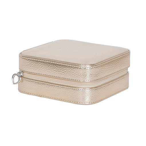 Luna Travel Jewelry Case in Metallic Vegan Leather in Gold