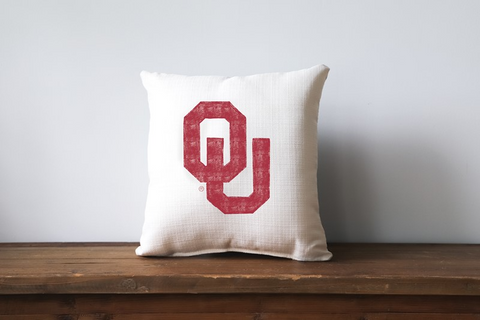 The University of Oklahoma Grunge Collegiate Logo Pillow