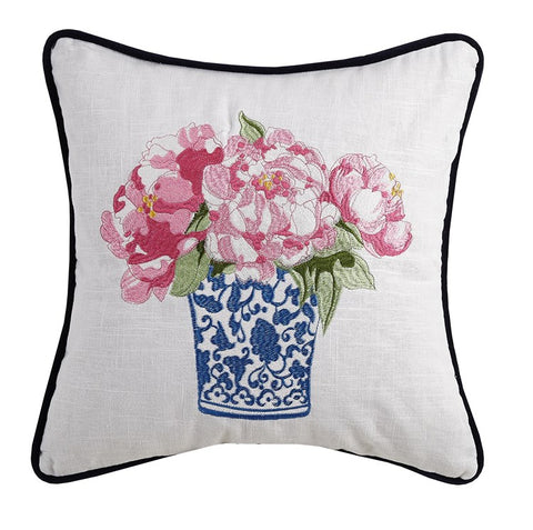Pretty In Pink Flower II Embroidered Hook Pillow