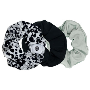 Scrunchie 3 Pack - Snakeskin (1 Snakeskin, 1 Solid Black, 1 Solid Perla)