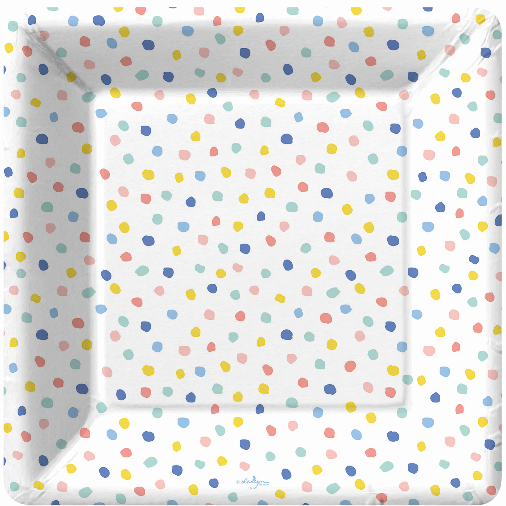 Square Dinner Plate - Happy Stripes and Dots