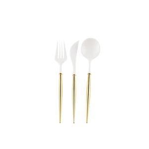 Bella Cutlery | White and Gold Handle - 24PC