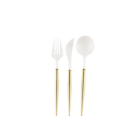 Bella Cutlery | White and Gold Handle - 24PC