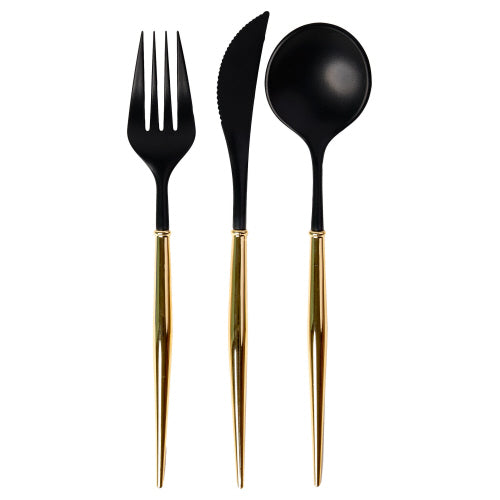 Bella Cutlery | Black and Gold Handle 24PC