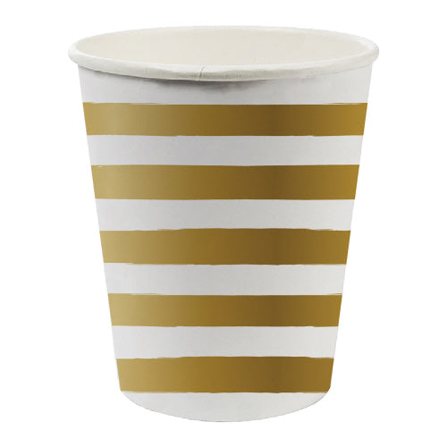 8oz Paper Cups | Gold Stripe