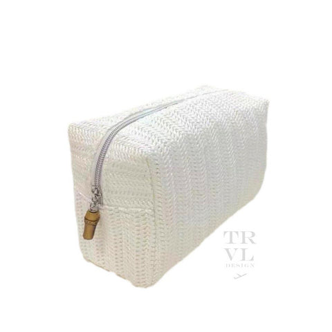 WHITE STRAW ON BOARD COSMETIC BAG