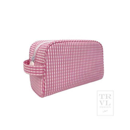 Cosmetic Stowaway Bag | Pink Gingham