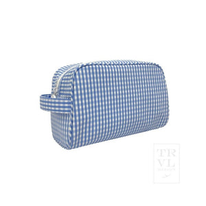 Cosmetic Stowaway Bag | Sky Blue Gingham