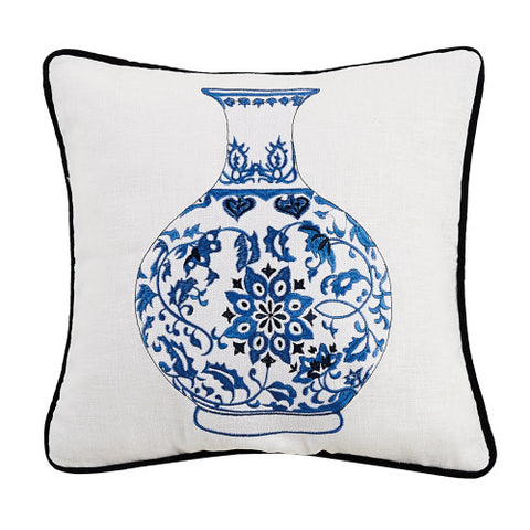 Chinoiserie Vase Embroidered Hook Pillow