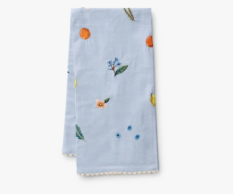 Tea Towel Embroidered - Fruit Stand