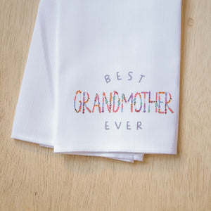 Best Grandmother Floral Tea Towel