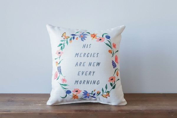 New Mercies Spring Wreath Pillow + Piping