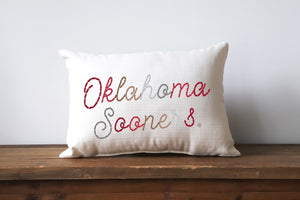 The University of Oklahoma Stitched Script Collegiate Pillow