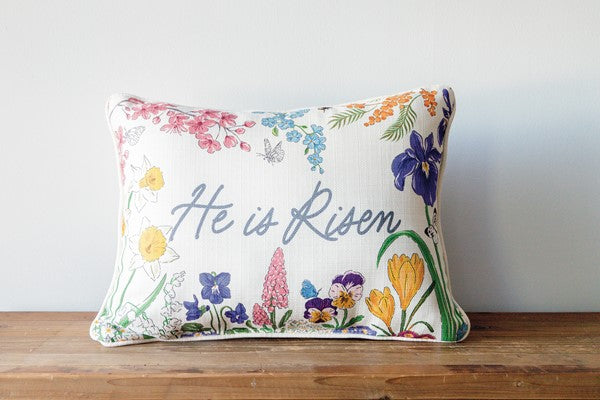 He is Risen Buttercup Floral Pillow